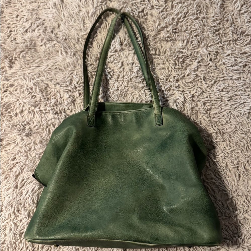 Green Leather Tote Bag